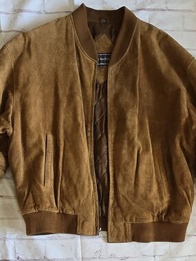 David Taylor Suede Bomber Jacket in Warm Cognac